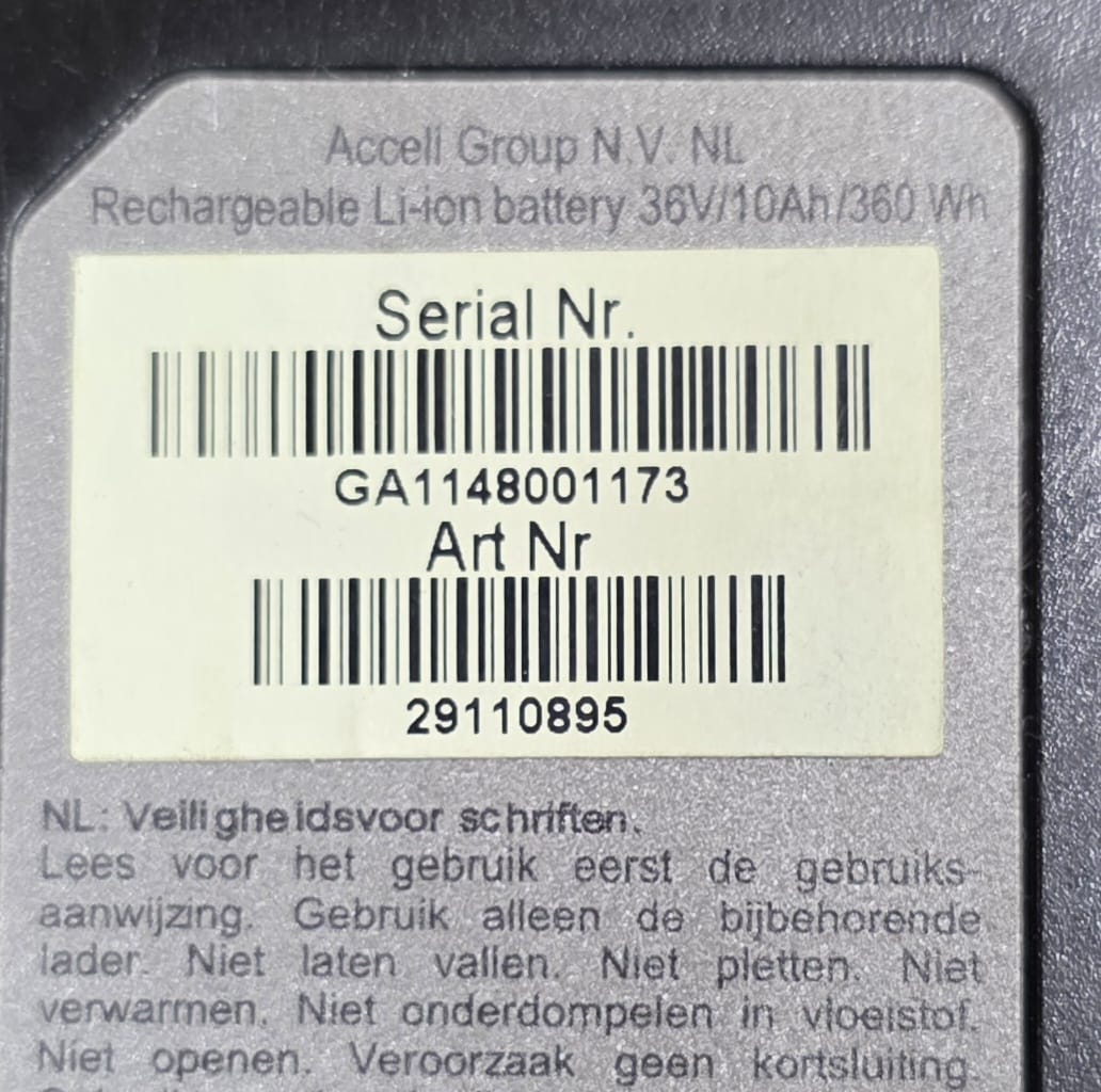 Accu | Sparta | GRN Xtra | 36V 10Ah 360Wh