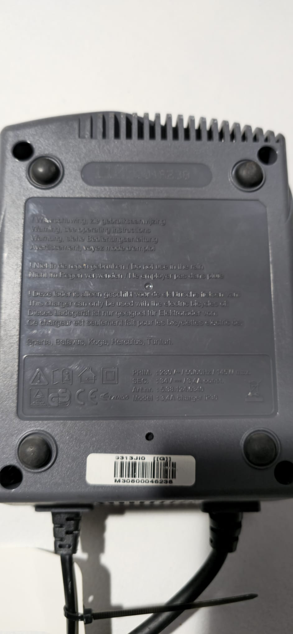 Acculader 24V 3-pins | geschikt voor Batavus, Sparta & Koga